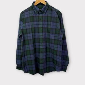 AYR Everyday Madras Plaid Button‎ Down Shirt Mens Large Blue Green Lightweight